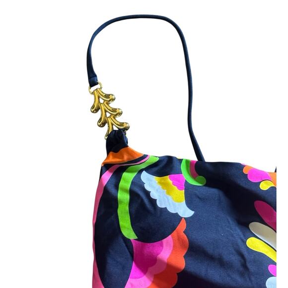 NWT! Trina Turk Poolside Swirl One Piece Gold Accents Swimsuit - Size 6 - Picture 7 of 10